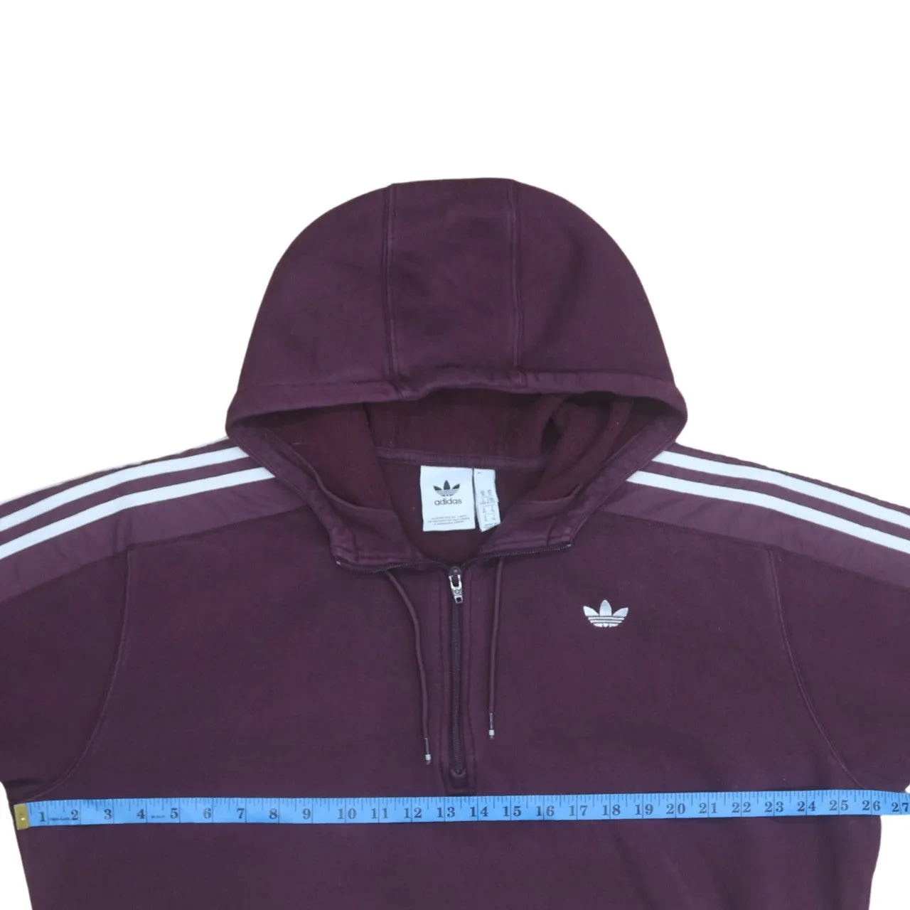 Adidas 90's Striped Sleeve Pullover Hoodie XLarge Burgundy Red sold by Vintage Club product image thumbnail 5