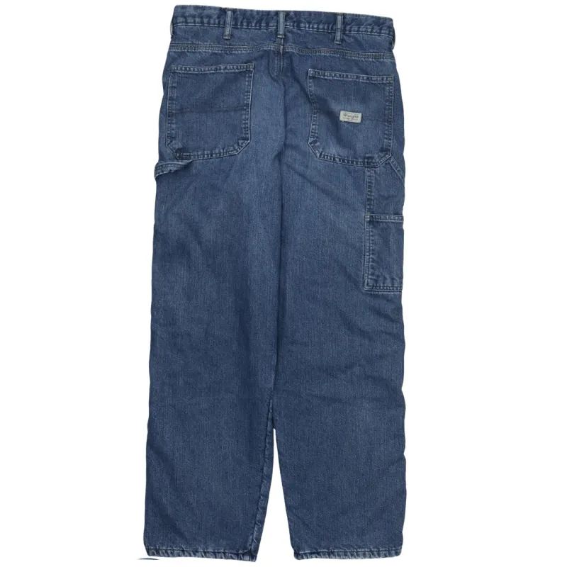 Wrangler 90's Drawstring Pockets Straight Leg Baggy Jeans / Pants 34 Blue made by Wrangler