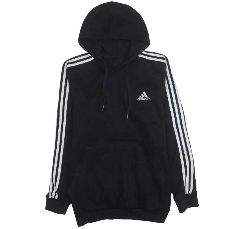Adidas 90's Striped Sleeve Pullover Hoodie Medium  Black sold by Vintage Club