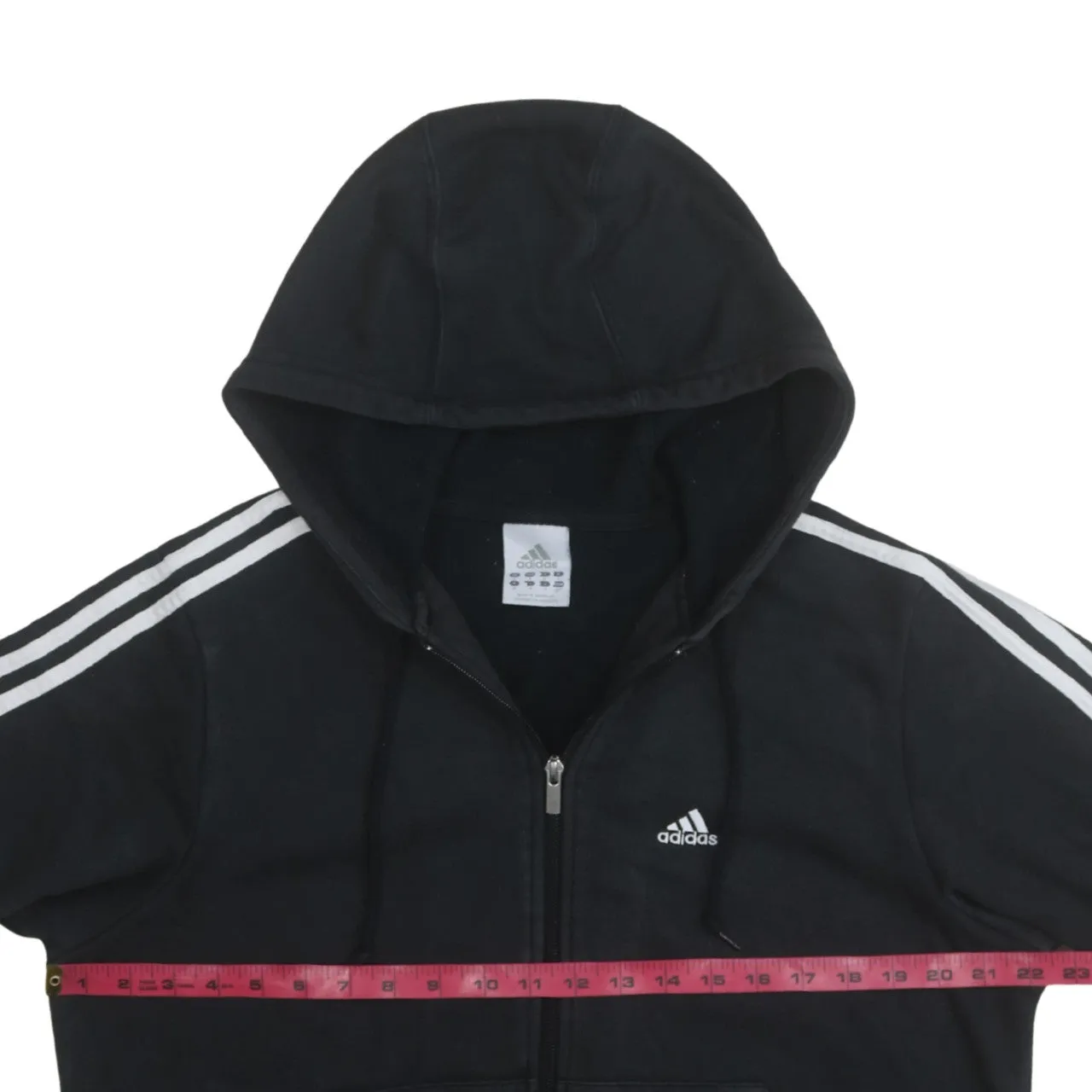 Adidas 90's Striped Sleeve Full Zip Up Hoodie Medium Black sold by Vintage Club product image thumbnail 5
