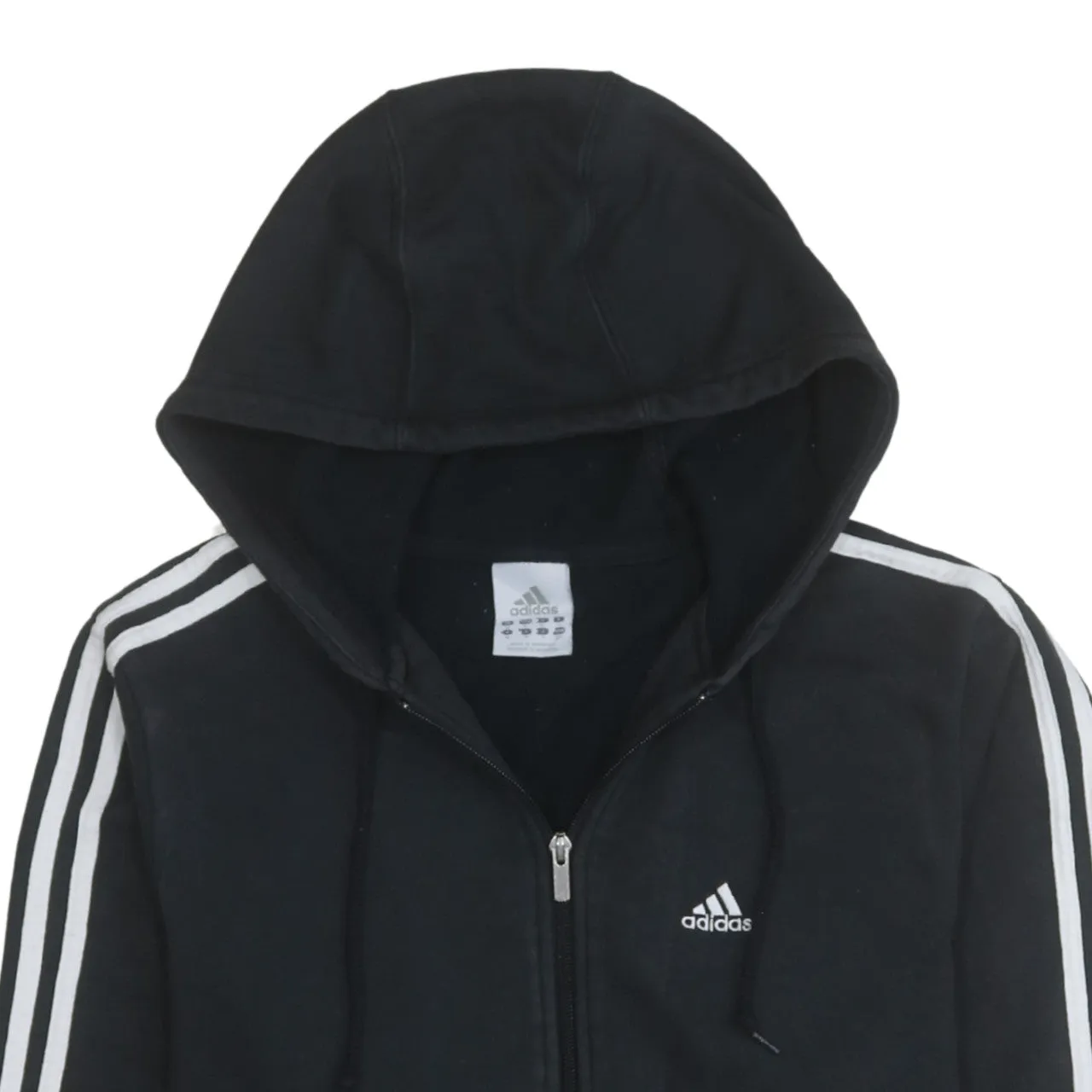 Adidas 90's Striped Sleeve Full Zip Up Hoodie Medium Black sold by Vintage Club product image thumbnail 3