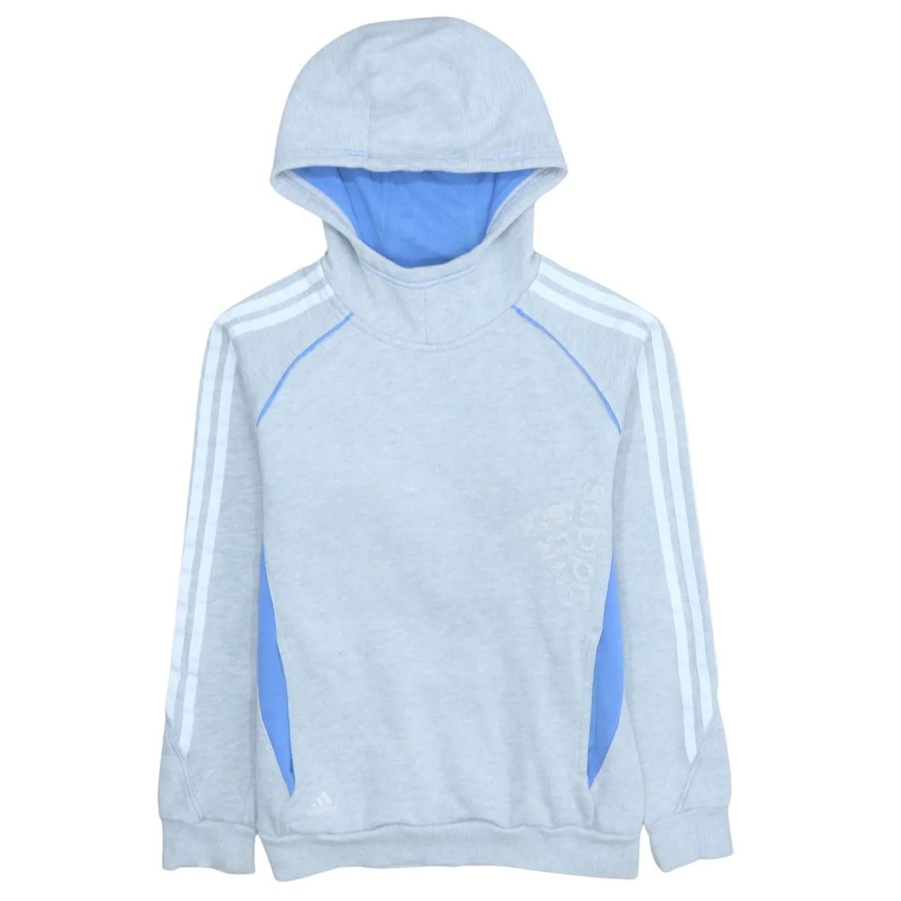 Adidas 90's Striped Sleeve Pullover Hoodie Large Grey sold by Vintage Club