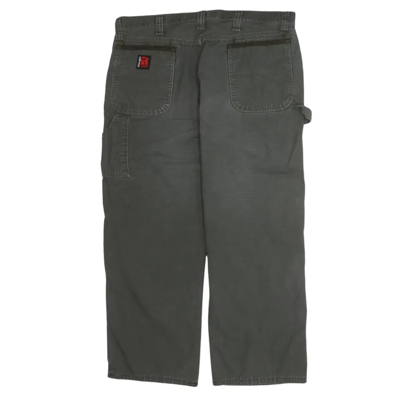 Wrangler 90's Flat Front Straight Leg Baggy Trousers / Pants 40 Khaki Green sold by Vintage Club