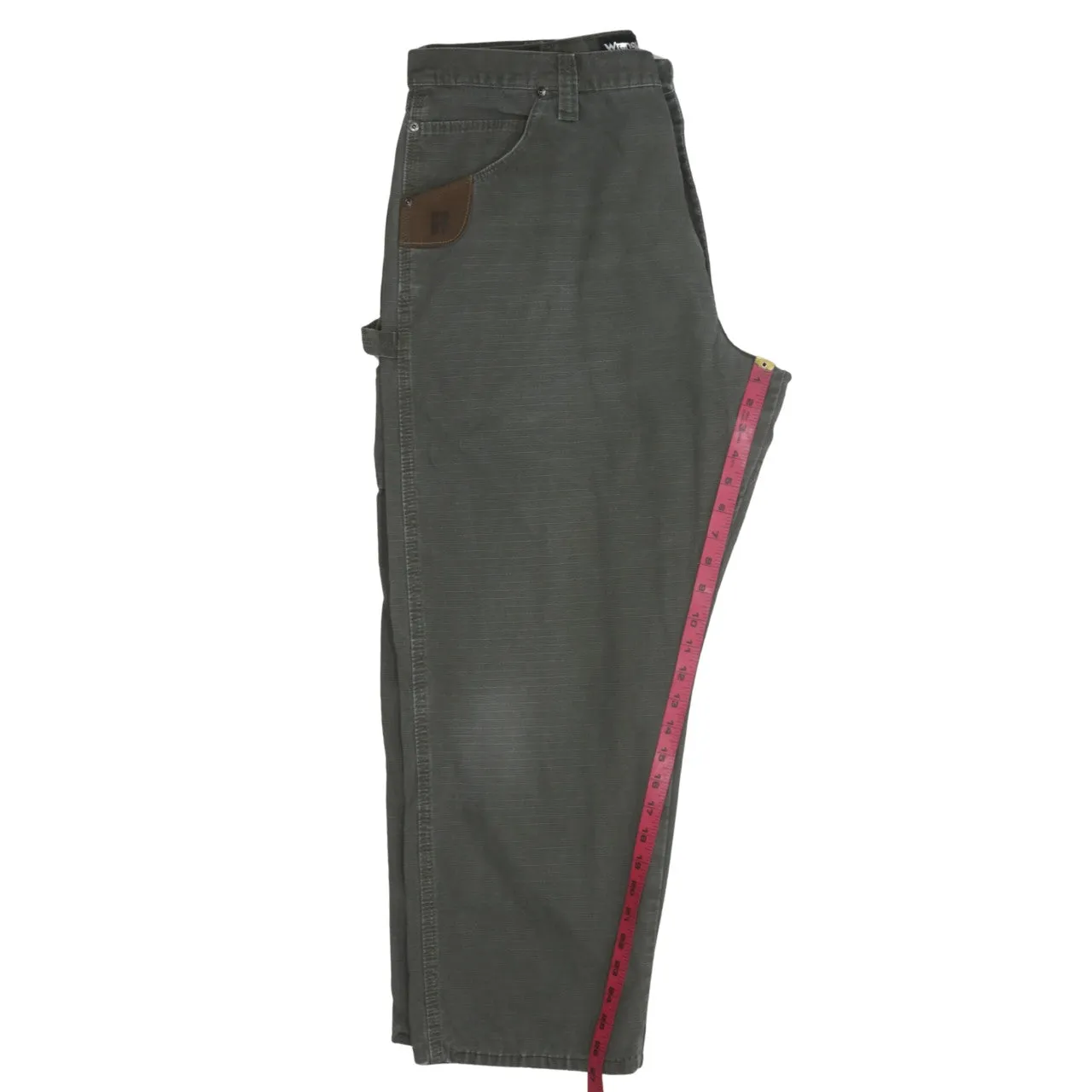 Wrangler 90's Flat Front Straight Leg Baggy Trousers / Pants 40 Khaki Green sold by Vintage Club product image thumbnail 5