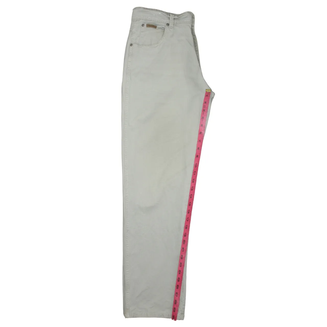 Wrangler 90's Flat Front Straight Leg Baggy Trousers / Pants 33 Beige Cream sold by Vintage Club product image thumbnail 5