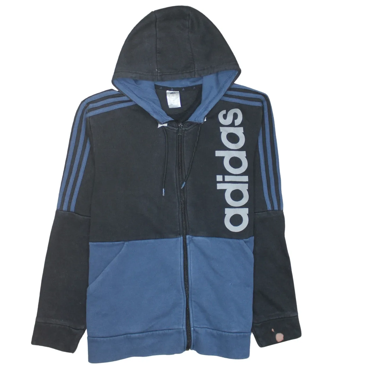 Adidas 90's Striped Sleeve Full Zip Up Hoodie XLarge Black sold by Vintage Club