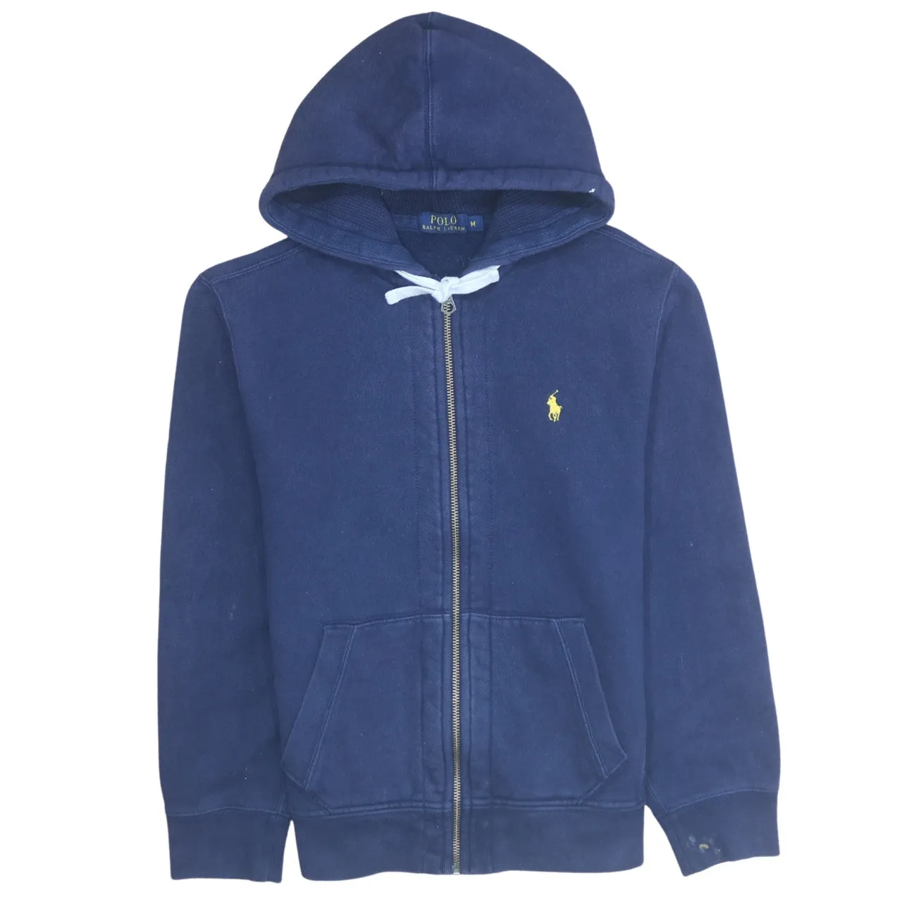 Polo Ralph Lauren Navy Blue Hoodie Women’s Medium Zip Embroidered Pony Logo Pockets Sweatshirt sold by Vintage Club