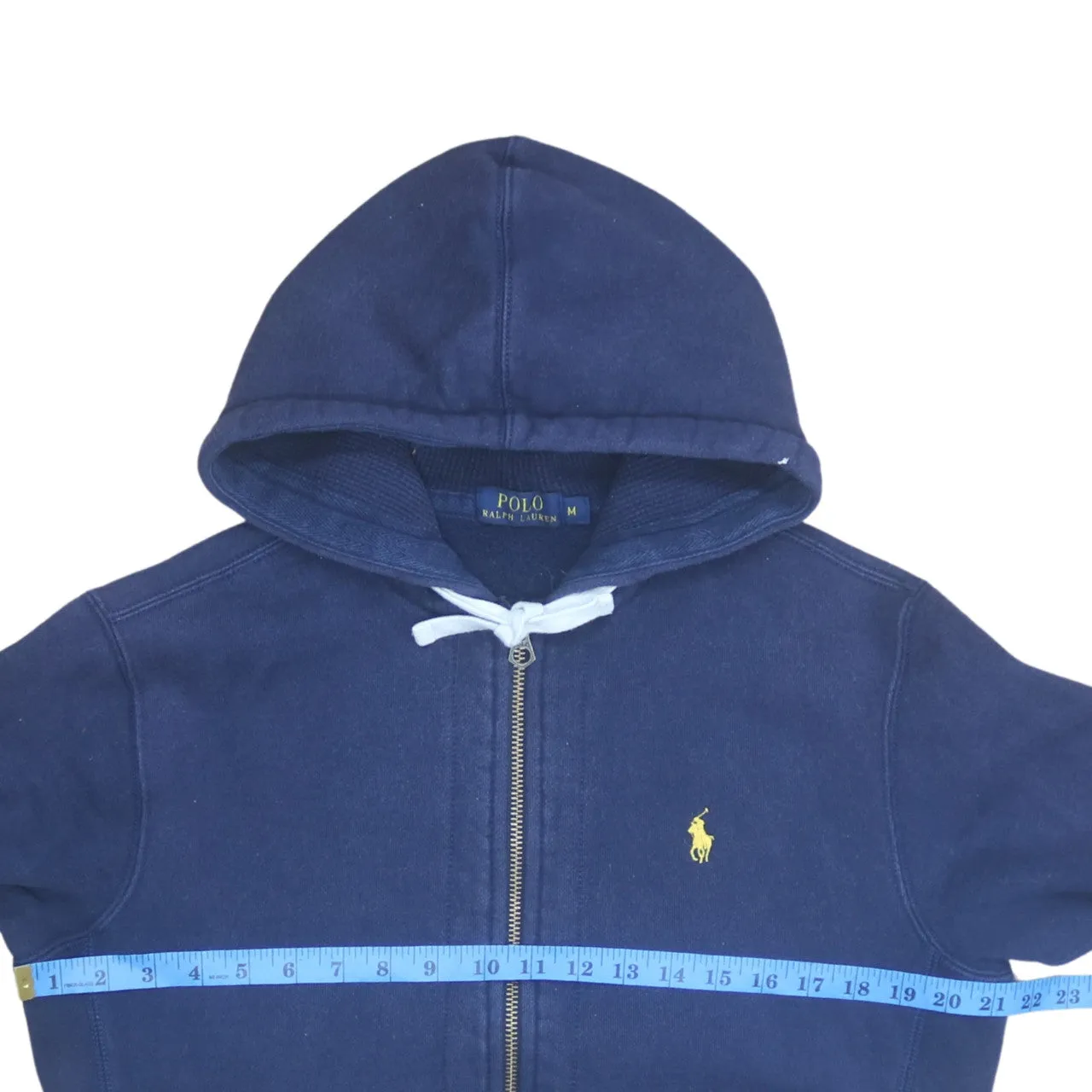 Polo Ralph Lauren Navy Blue Hoodie Women’s Medium Zip Embroidered Pony Logo Pockets Sweatshirt sold by Vintage Club product image thumbnail 5