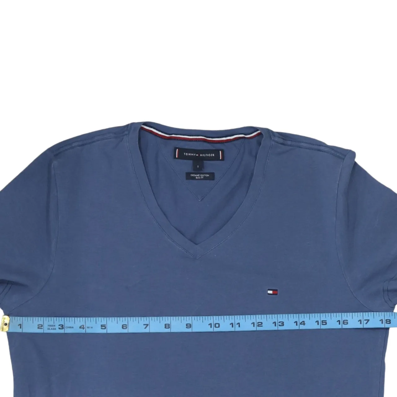 Tommy Hilfiger 90's Short Sleeves V Neck T Shirt Small Blue sold by Vintage Club product image thumbnail 5