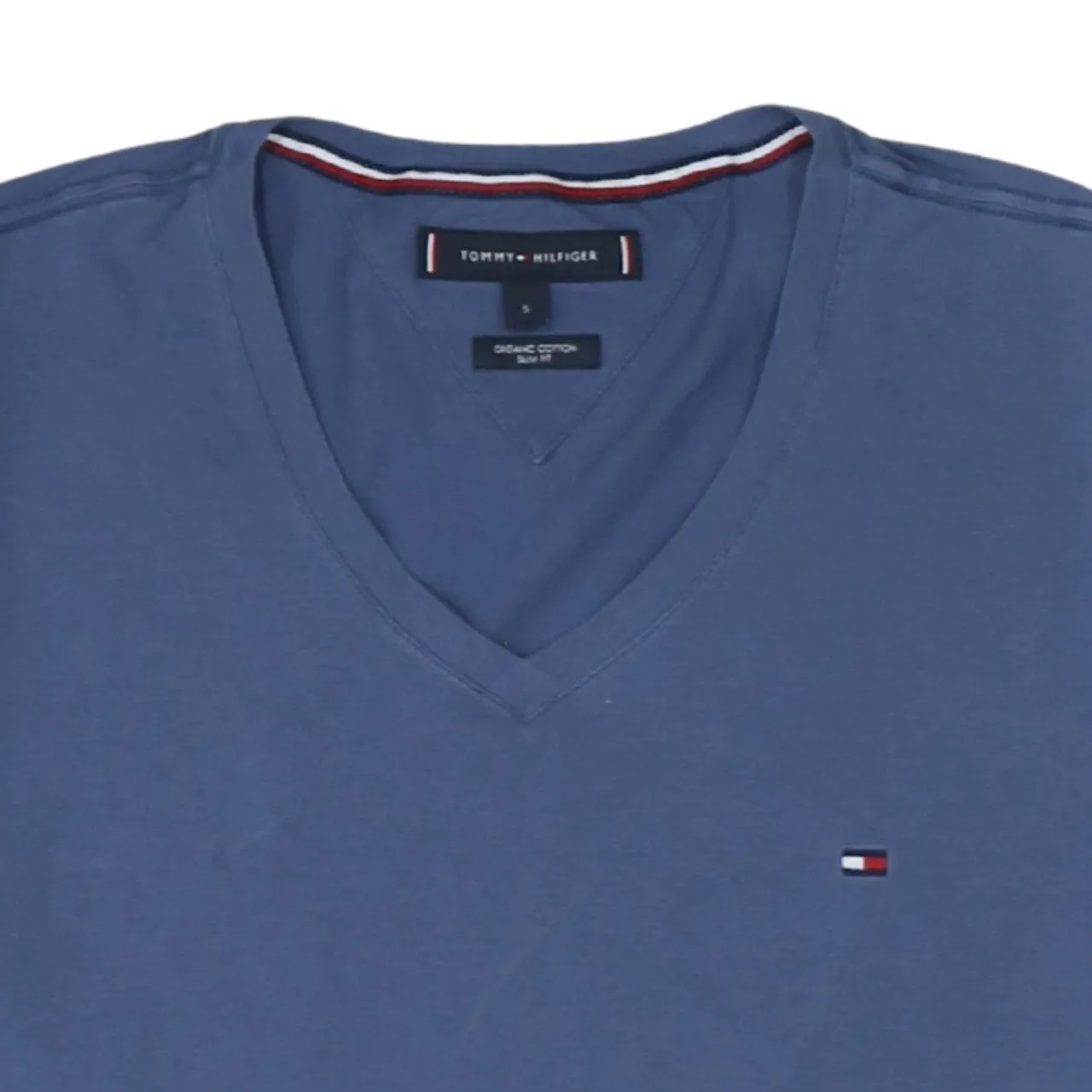 Tommy Hilfiger 90's Short Sleeves V Neck T Shirt Small Blue sold by Vintage Club product image thumbnail 3