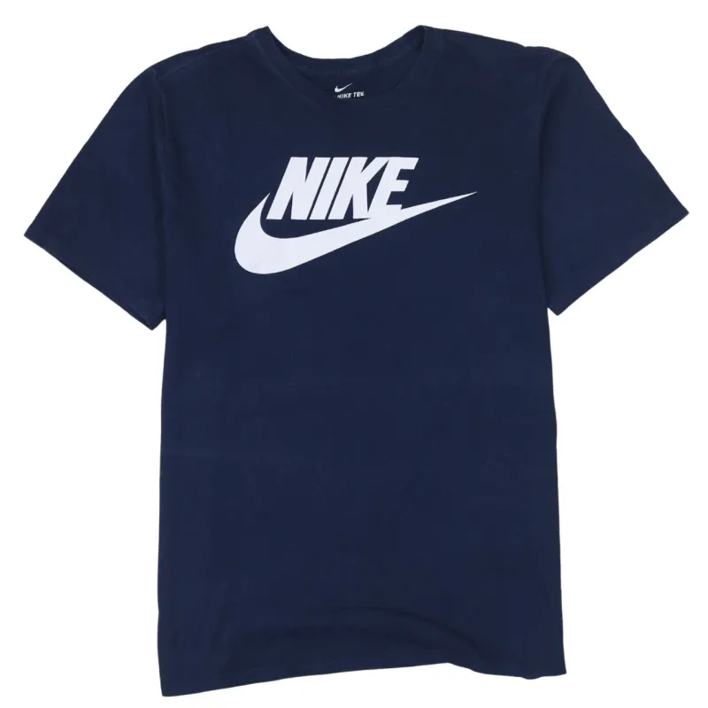 Nike 90's Center Middle Swoosh Crew Neck T Shirt Large Navy Blue sold by Vintage Club