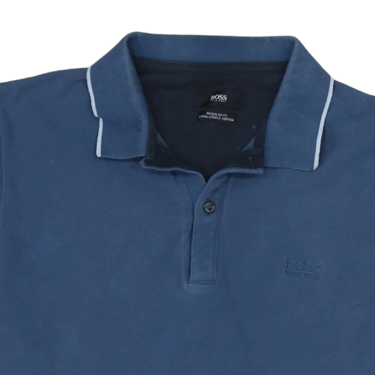 HUGO BOSS 90's Short Sleeves Quarter Button Polo Shirt Small Blue sold by Vintage Club product image thumbnail 3
