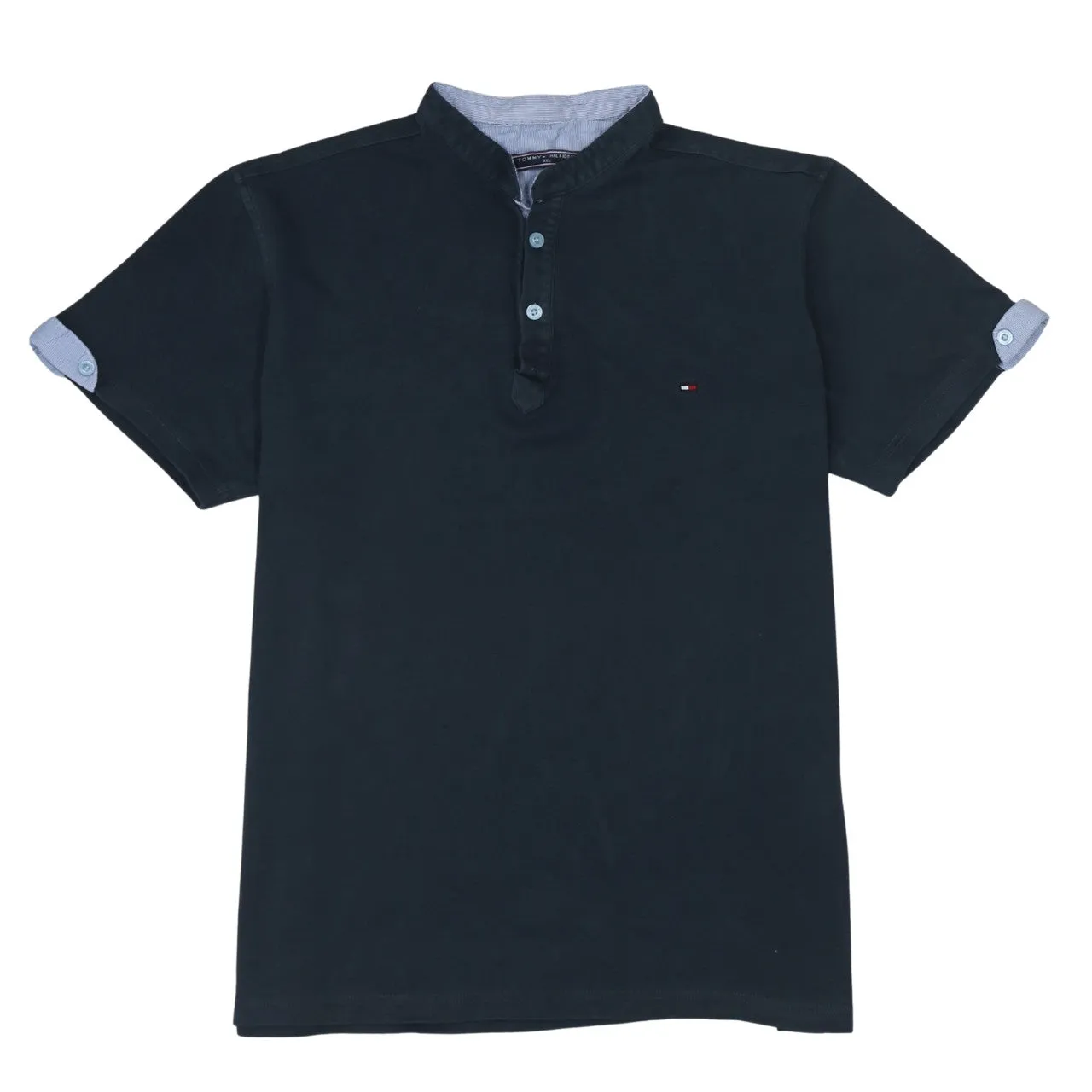 Tommy Hilfiger 90's Short Sleeves Quarter Button Polo Shirt XXXLarge (3XL) Navy Blue sold by Vintage Club