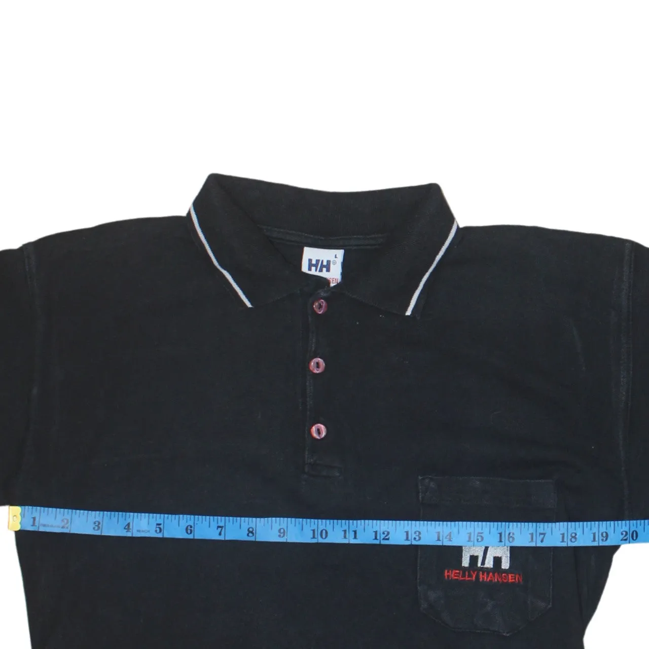 Helly Hansen 90's Short Sleeves Quarter Button Polo Shirt Large Black sold by Vintage Club product image thumbnail 5