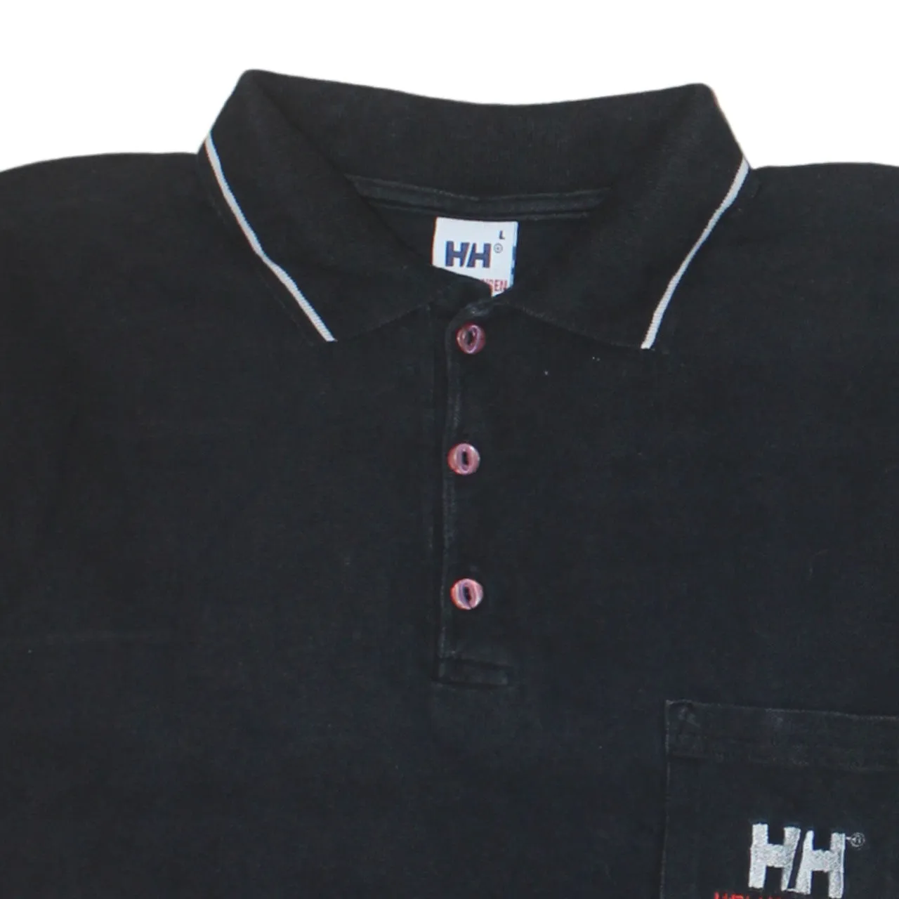 Helly Hansen 90's Short Sleeves Quarter Button Polo Shirt Large Black sold by Vintage Club product image thumbnail 3
