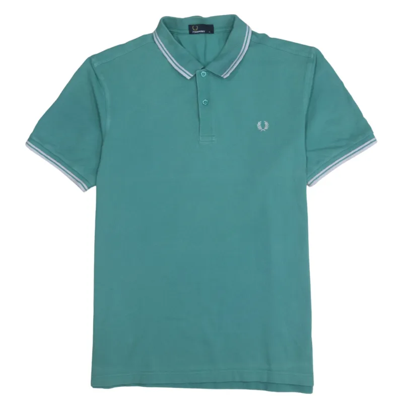 FRED PERRY 90's Short Sleeves Quarter Button Polo Shirt XLarge Green sold by Vintage Club