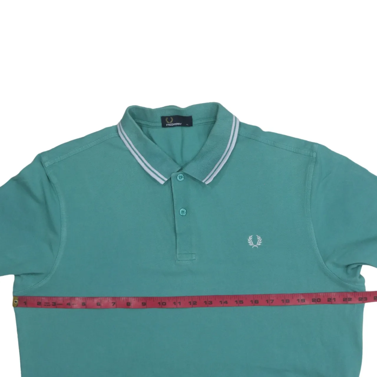 FRED PERRY 90's Short Sleeves Quarter Button Polo Shirt XLarge Green sold by Vintage Club product image thumbnail 5