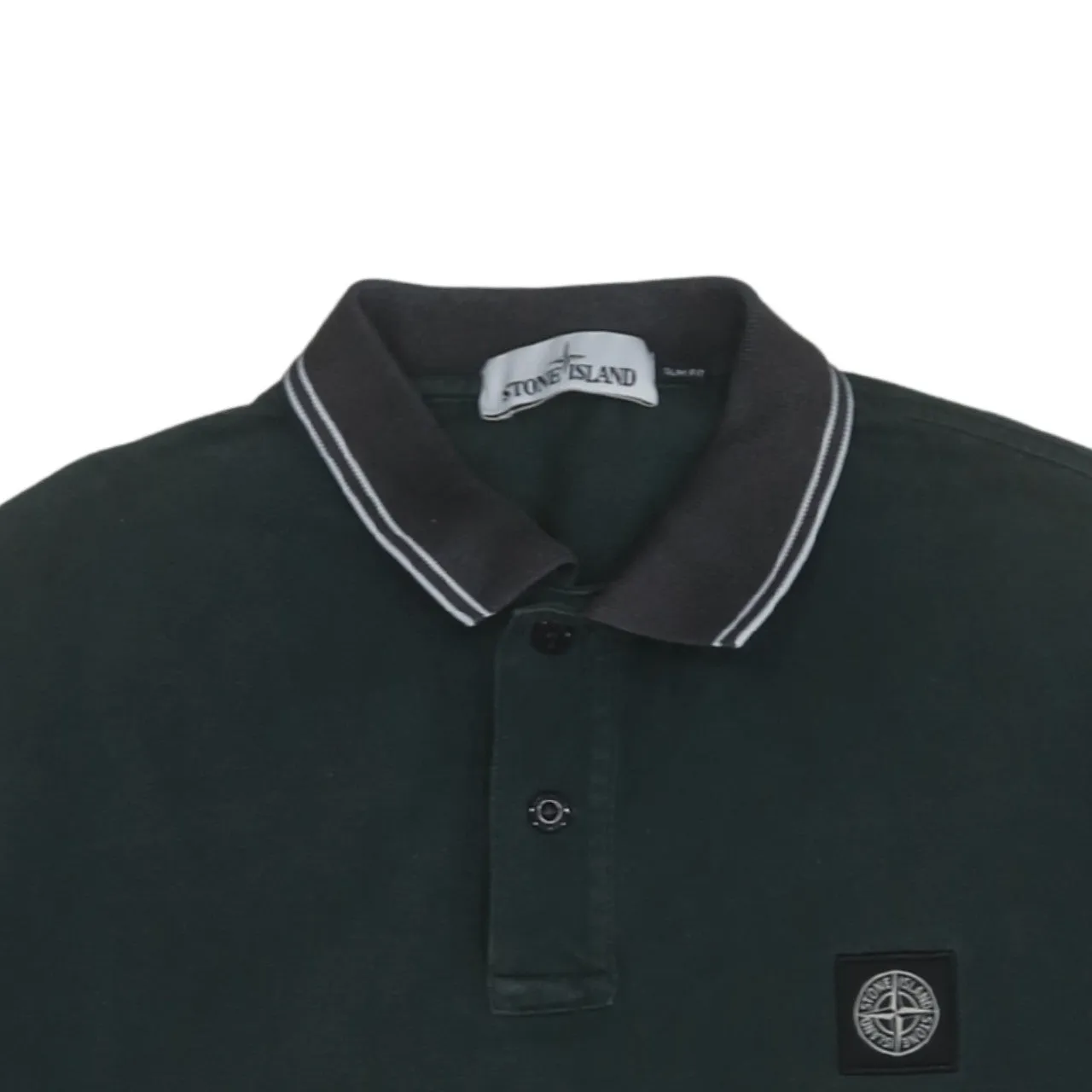 Stone Island 90's Short Sleeves Quarter Button Polo Shirt Medium Green sold by Vintage Club product image thumbnail 3