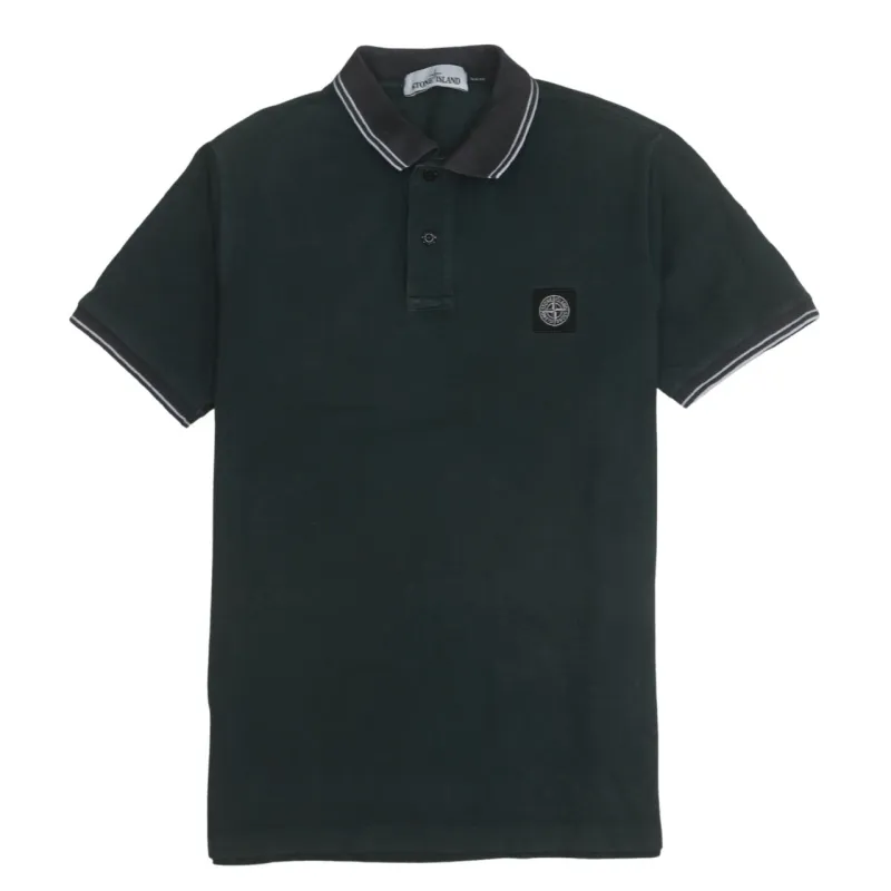 Stone Island 90's Short Sleeves Quarter Button Polo Shirt Medium  Green made by Stone Island