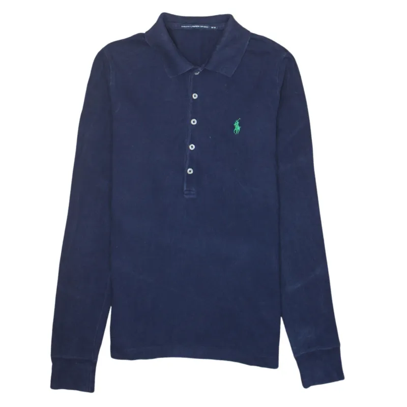 Polo Ralph Lauren 90's Long Sleeve Half Button Polo Shirt Medium Navy Blue sold by Vintage Club