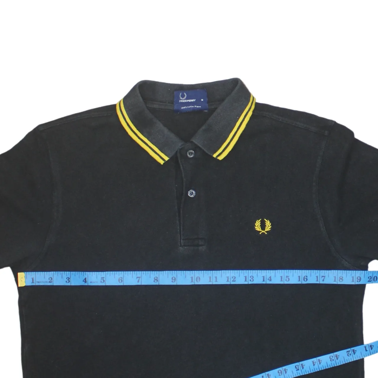 FRED PERRY 90's Short Sleeves Quarter Button Polo Shirt Medium Black sold by Vintage Club product image thumbnail 5