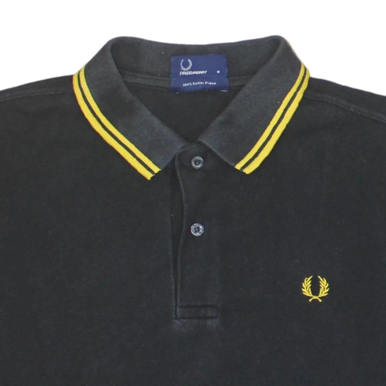 FRED PERRY 90's Short Sleeves Quarter Button Polo Shirt Medium Black sold by Vintage Club product image thumbnail 3