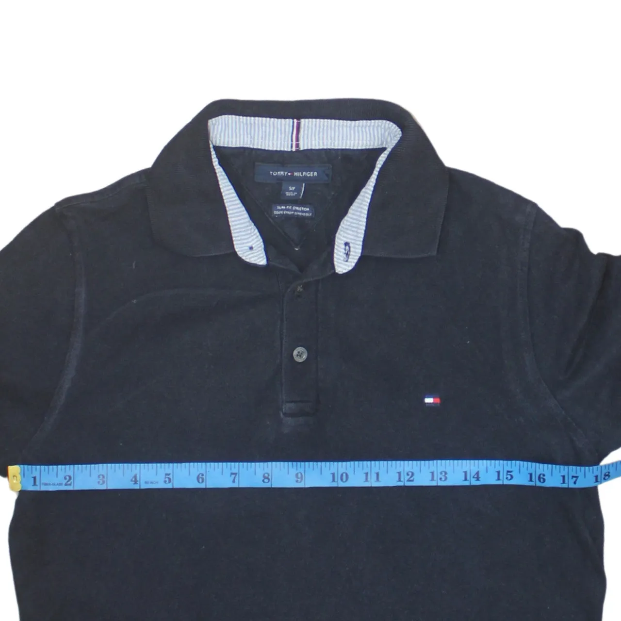 Tommy Hilfiger 90's Short Sleeves Quarter Button Polo Shirt Small Navy Blue sold by Vintage Club product image thumbnail 5
