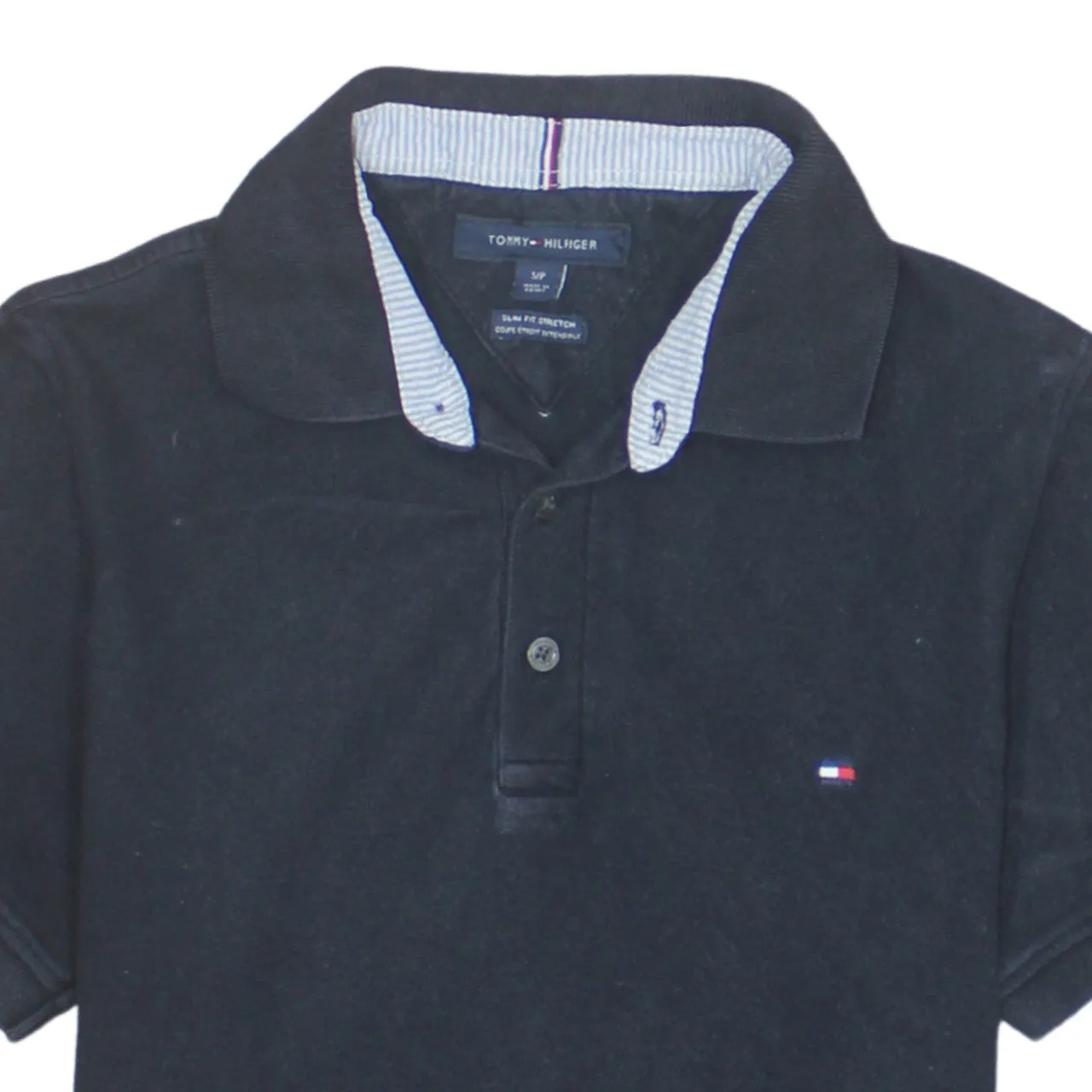 Tommy Hilfiger 90's Short Sleeves Quarter Button Polo Shirt Small Navy Blue sold by Vintage Club product image thumbnail 3