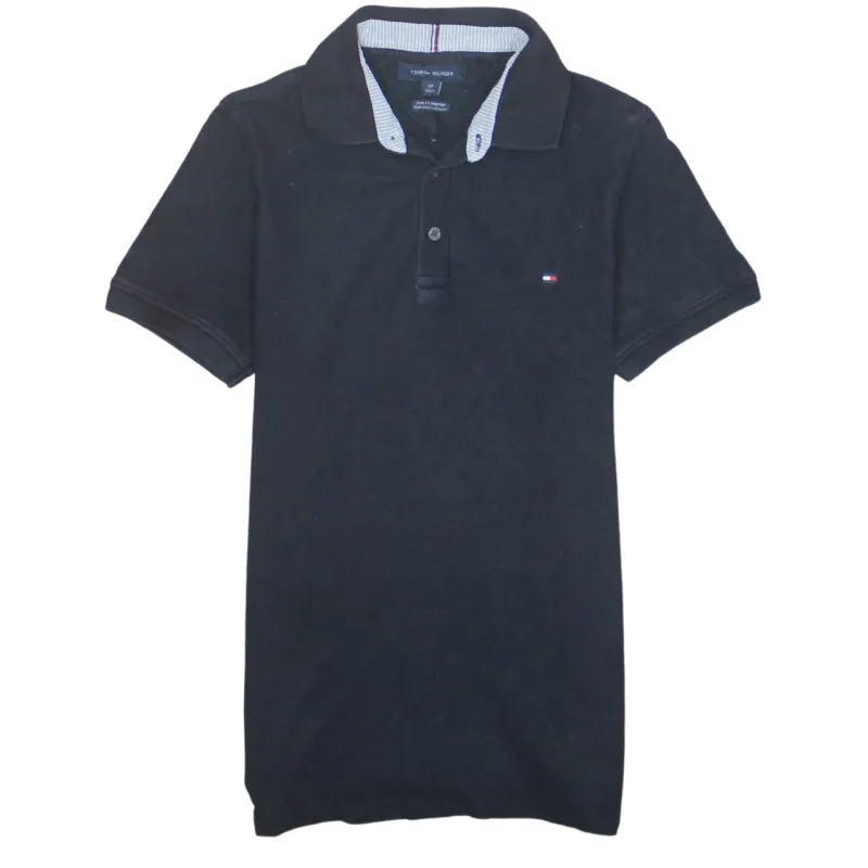 Tommy Hilfiger 90's Short Sleeves Quarter Button Polo Shirt Small Navy Blue made by Tommy Hilfiger
