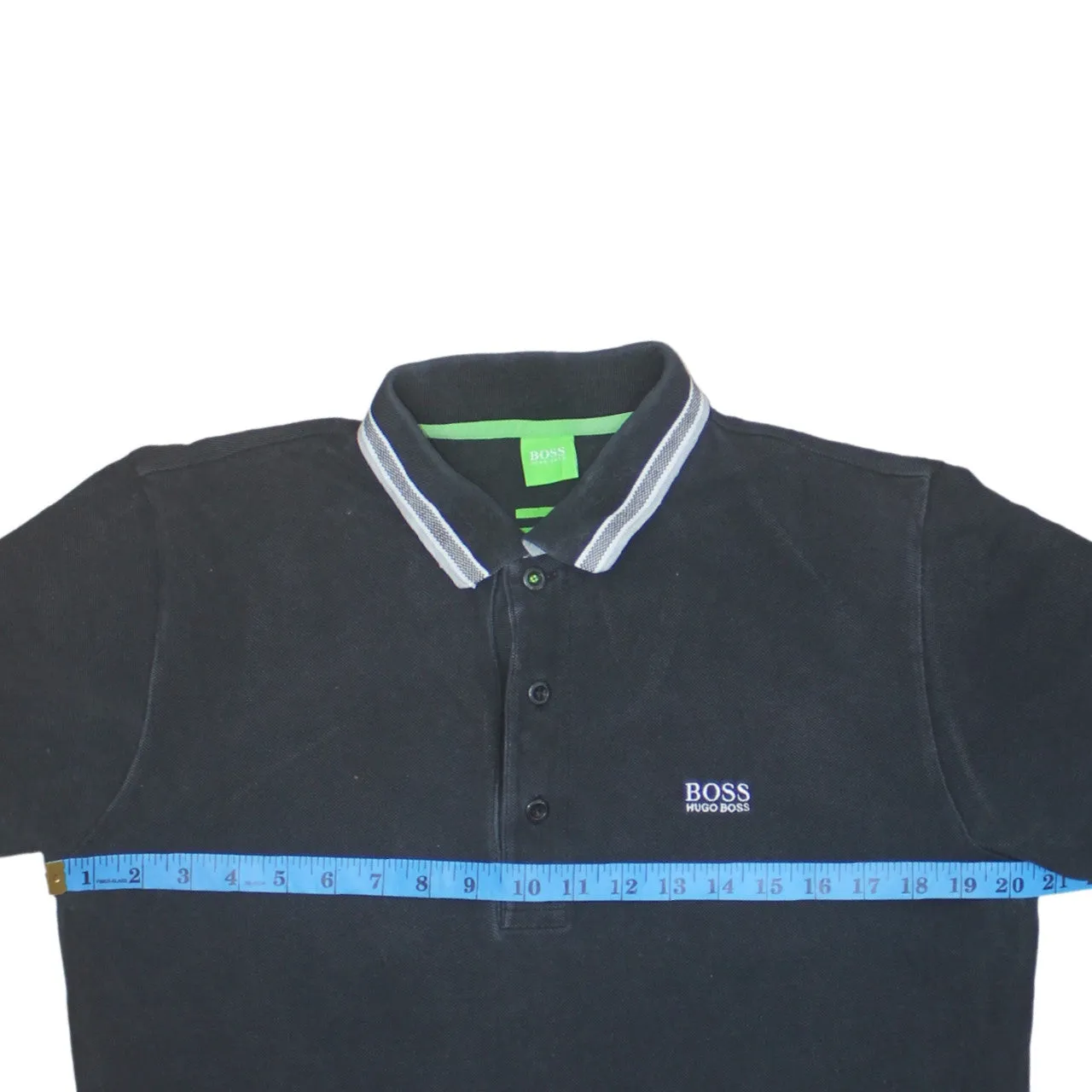 HUGO BOSS 90's Short Sleeves Quarter Button Polo Shirt Medium Black sold by Vintage Club product image thumbnail 5