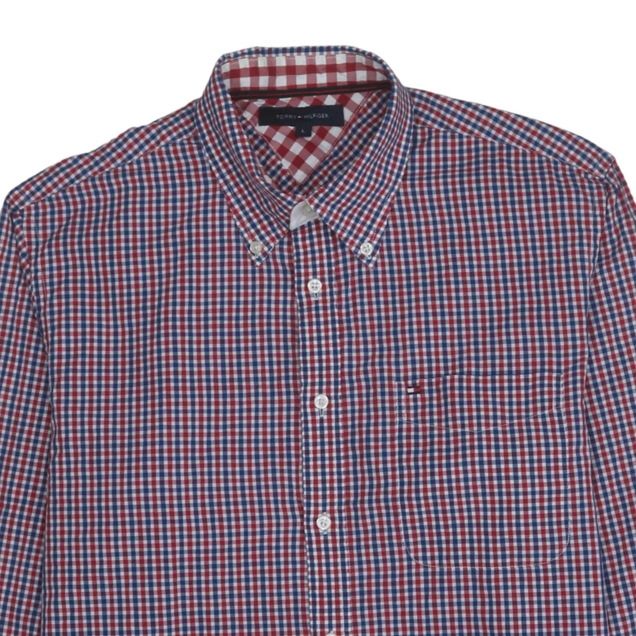 Tommy Hilfiger 90's Long Sleeve Button Up Shirt Large Red sold by Vintage Club product image thumbnail 3