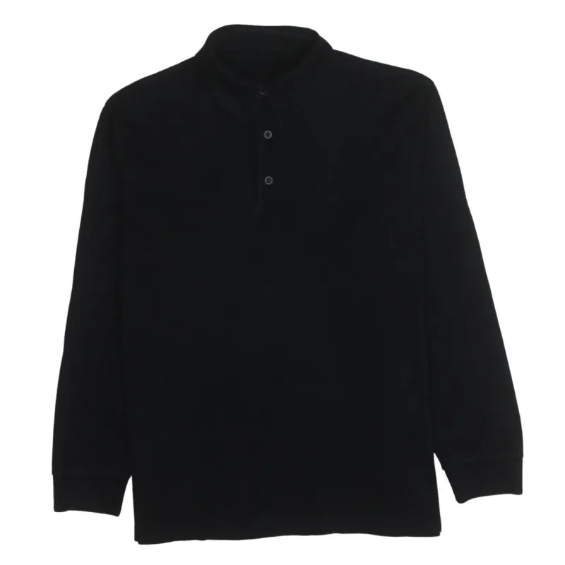 HUGO BOSS 90's Long Sleeve Quarter Button Polo Shirt XXLarge  Black sold by Vintage Club