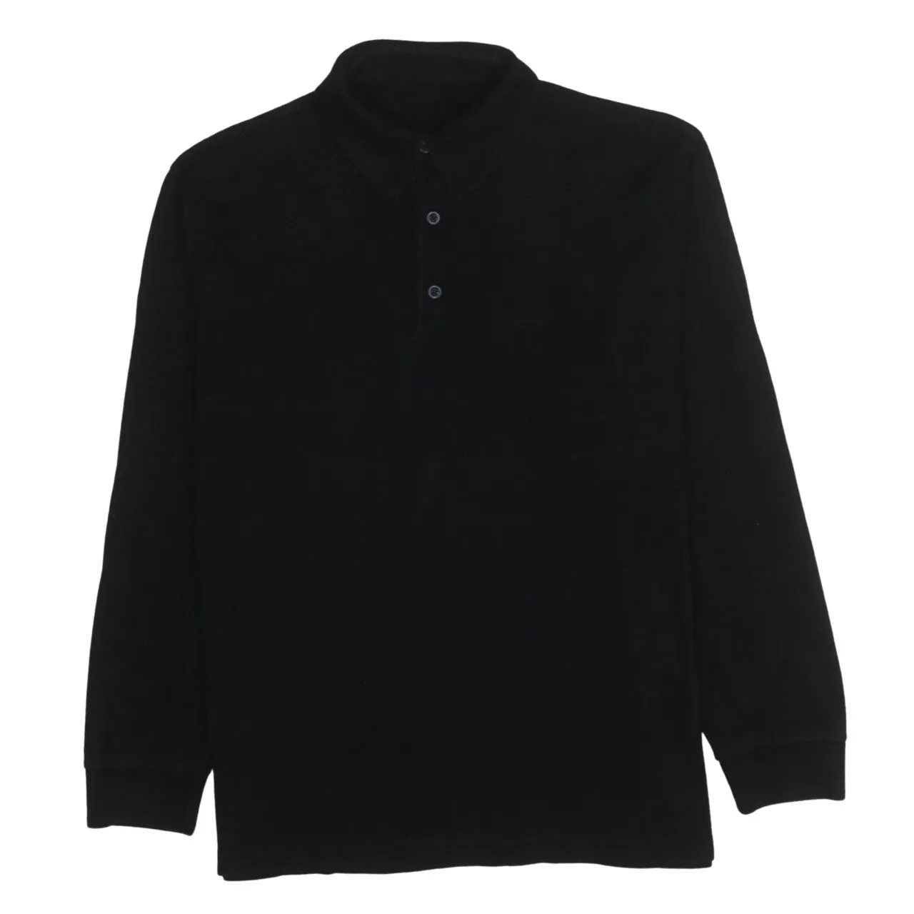 HUGO BOSS 90's Long Sleeve Quarter Button Polo Shirt XXLarge Black sold by Vintage Club