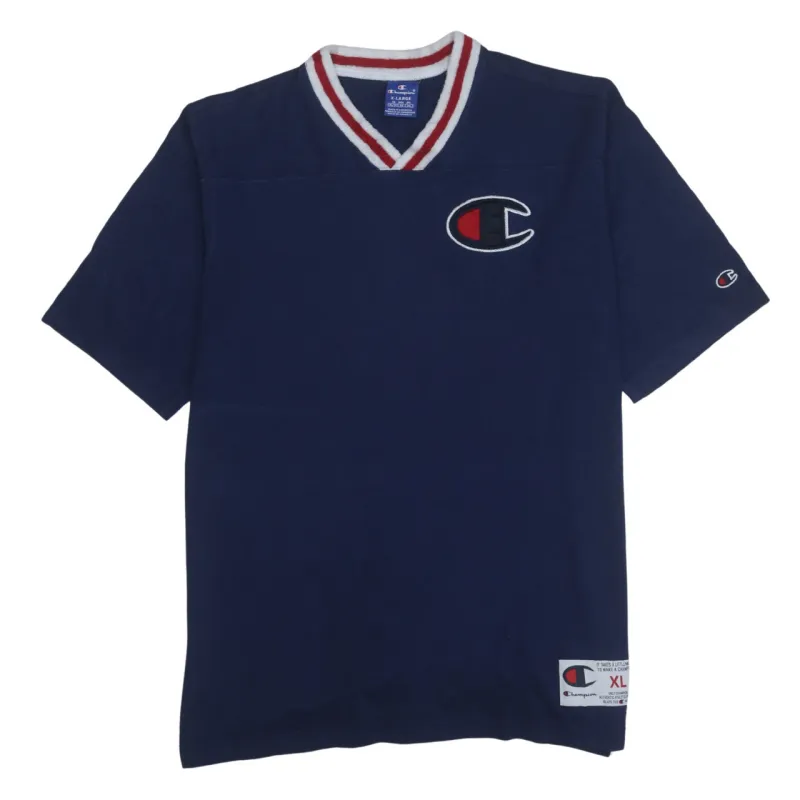 Champion 90's Short Sleeves V Neck T Shirt XLarge Navy Blue made by Champion