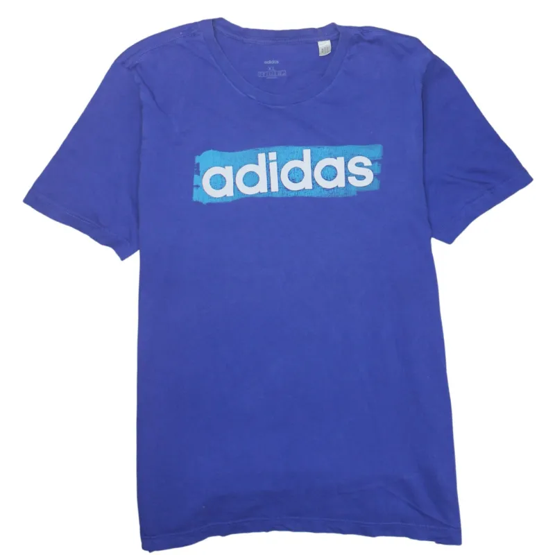 Adidas 90's Spellout Short Sleeves T Shirt XLarge Blue sold by Vintage Club