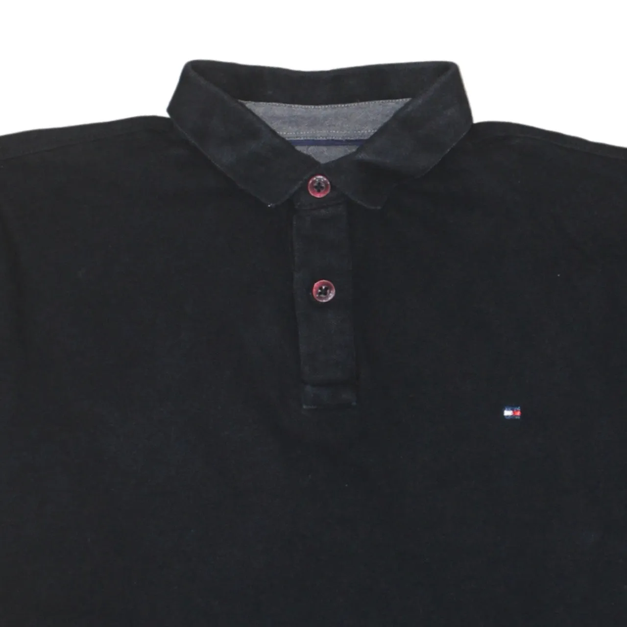 Tommy Hilfiger 90's Short Sleeves Quarter Button Polo Shirt XLarge Black sold by Vintage Club product image thumbnail 3