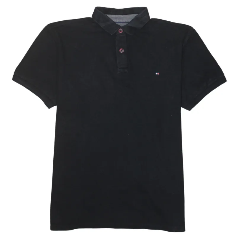 Tommy Hilfiger 90's Short Sleeves Quarter Button Polo Shirt XLarge Black made by Tommy Hilfiger