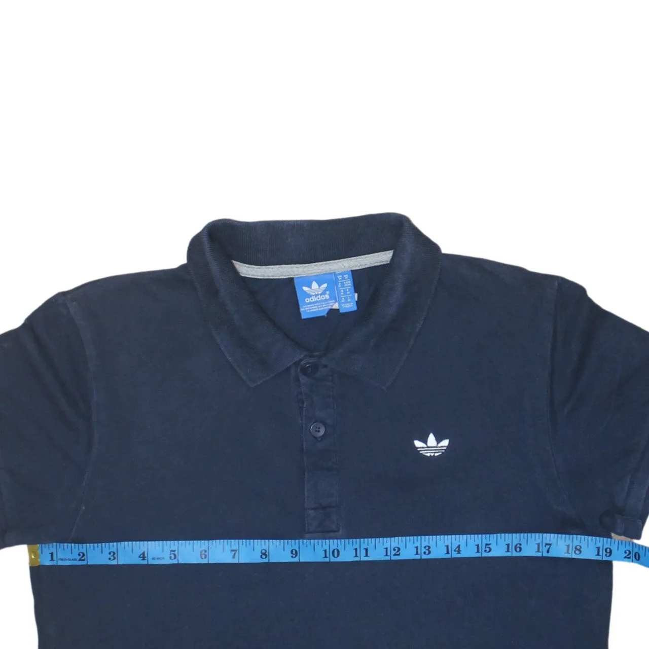 Adidas 90's Short Sleeves Quarter Button Polo Shirt Medium Navy Blue sold by Vintage Club product image thumbnail 5