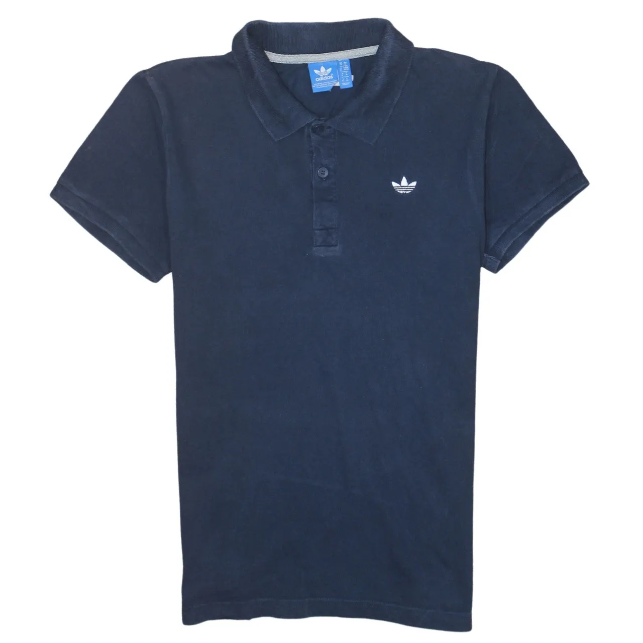 Adidas 90's Short Sleeves Quarter Button Polo Shirt Medium Navy Blue sold by Vintage Club