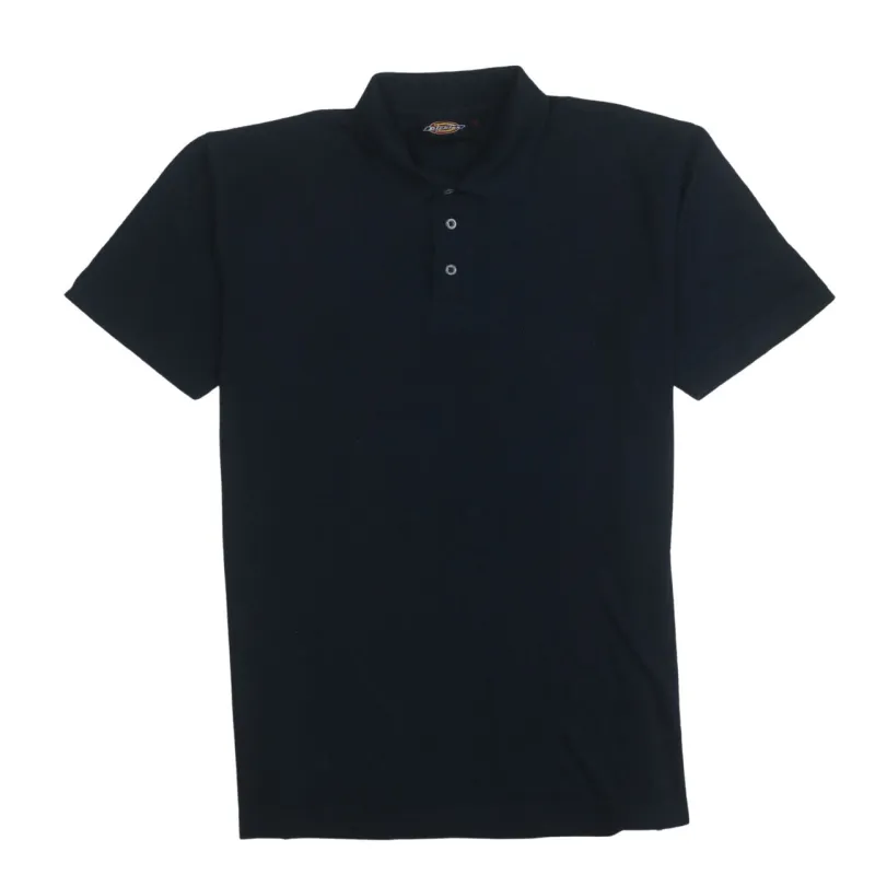 Dickies 90's Short Sleeves Quarter Button Polo Shirt Large Navy Blue made by Dickies