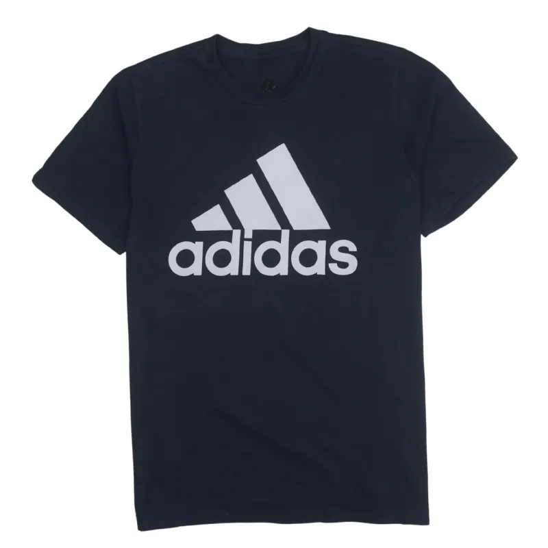 Adidas 90's Spellout Short Sleeves T Shirt Large  Navy Blue sold by Vintage Club