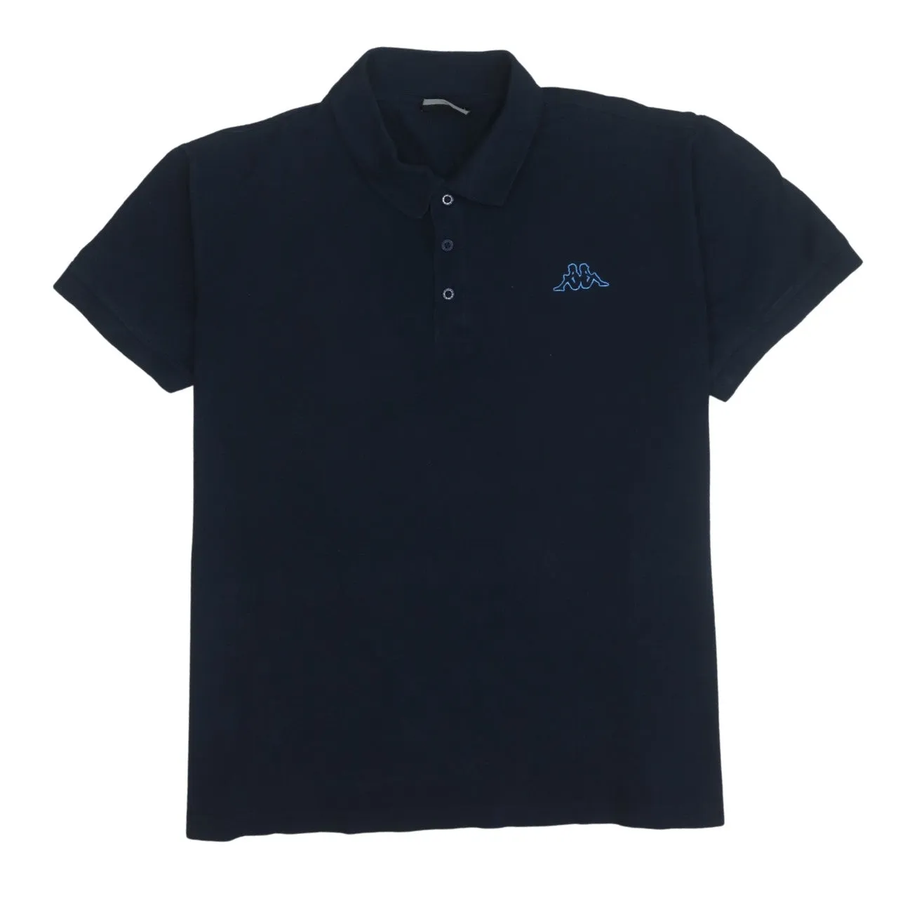 Kappa 90's Short Sleeves Quarter Button Polo Shirt XXLarge (2XL) Navy Blue sold by Vintage Club