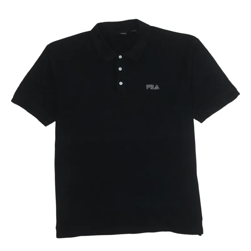 Fila 90's Short Sleeves Quarter Button Polo Shirt XLarge Black sold by Vintage Club