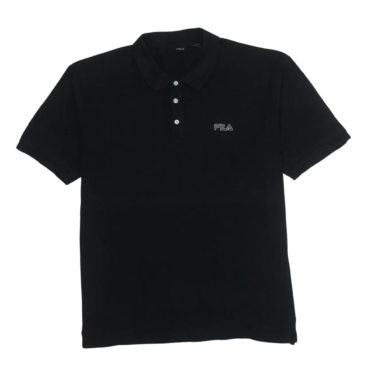 Fila 90's Short Sleeves Quarter Button Polo Shirt XLarge Black sold by Vintage Club