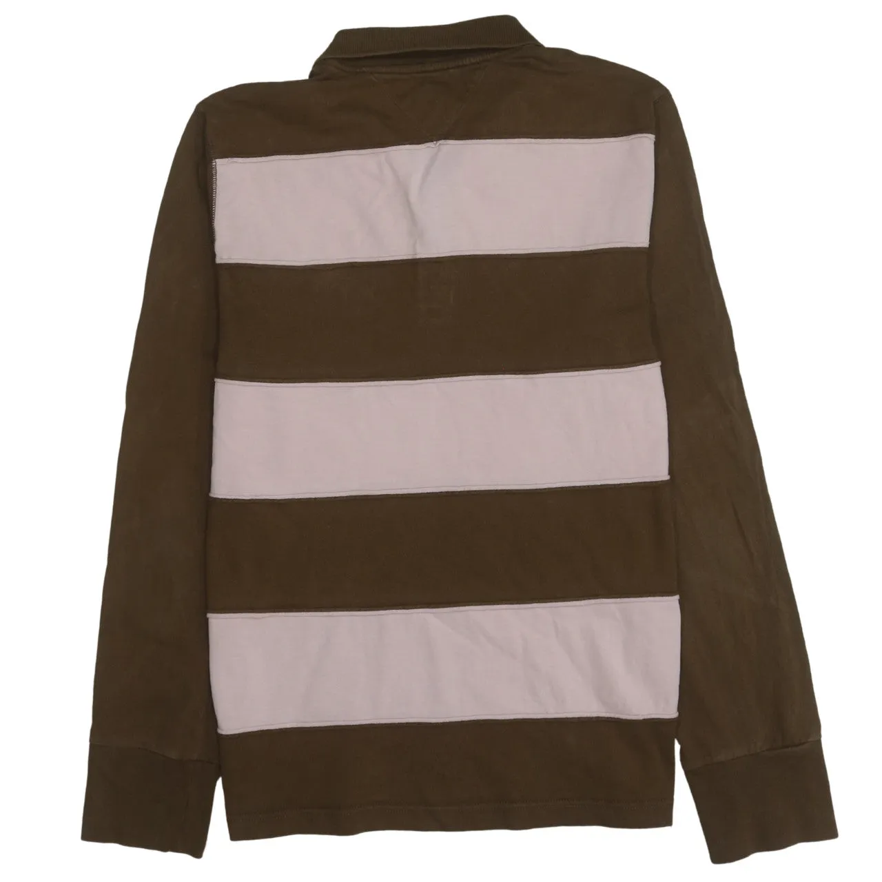 Tommy Hilfiger 90's Long Sleeve Quarter Button Polo Shirt Large Brown sold by Vintage Club product image thumbnail 2