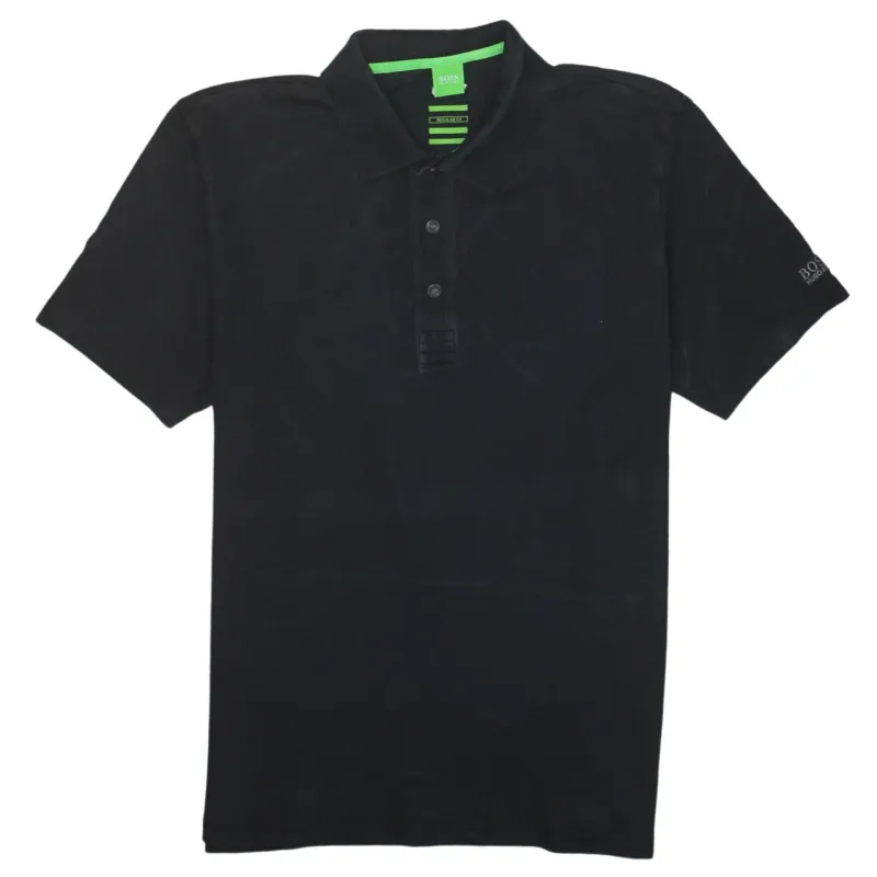 HUGO BOSS 90's Short Sleeves Quarter Button Polo Shirt XLarge Black sold by Vintage Club