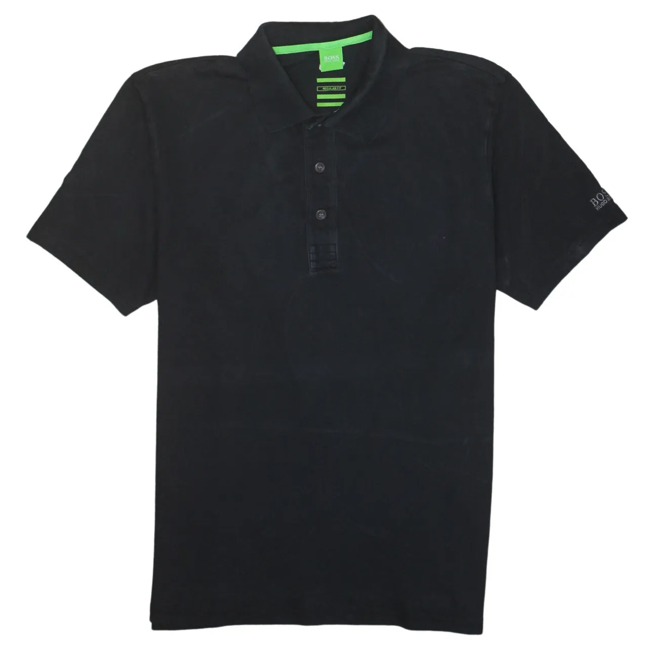 HUGO BOSS 90's Short Sleeves Quarter Button Polo Shirt XLarge Black sold by Vintage Club