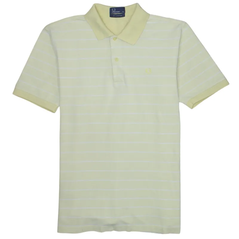 FRED PERRY 90's Short Sleeves Quarter Button Polo Shirt XLarge Yellow sold by Vintage Club