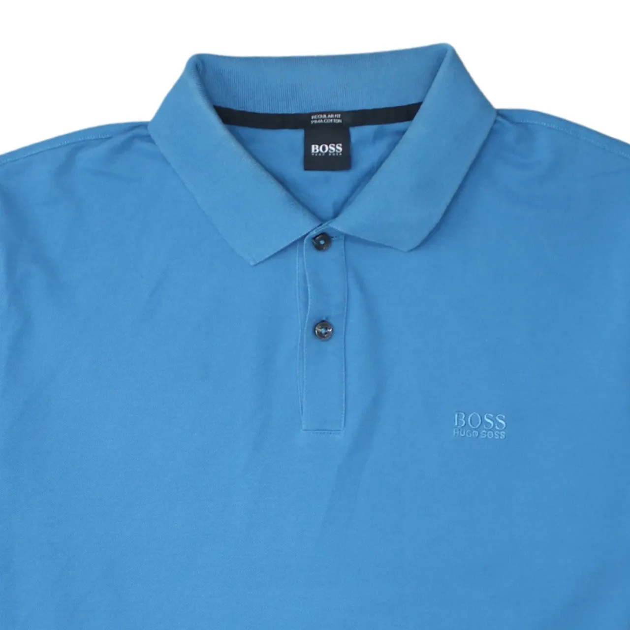 HUGO BOSS 90's Short Sleeves Quarter Button T Shirt XLarge Blue sold by Vintage Club product image thumbnail 3