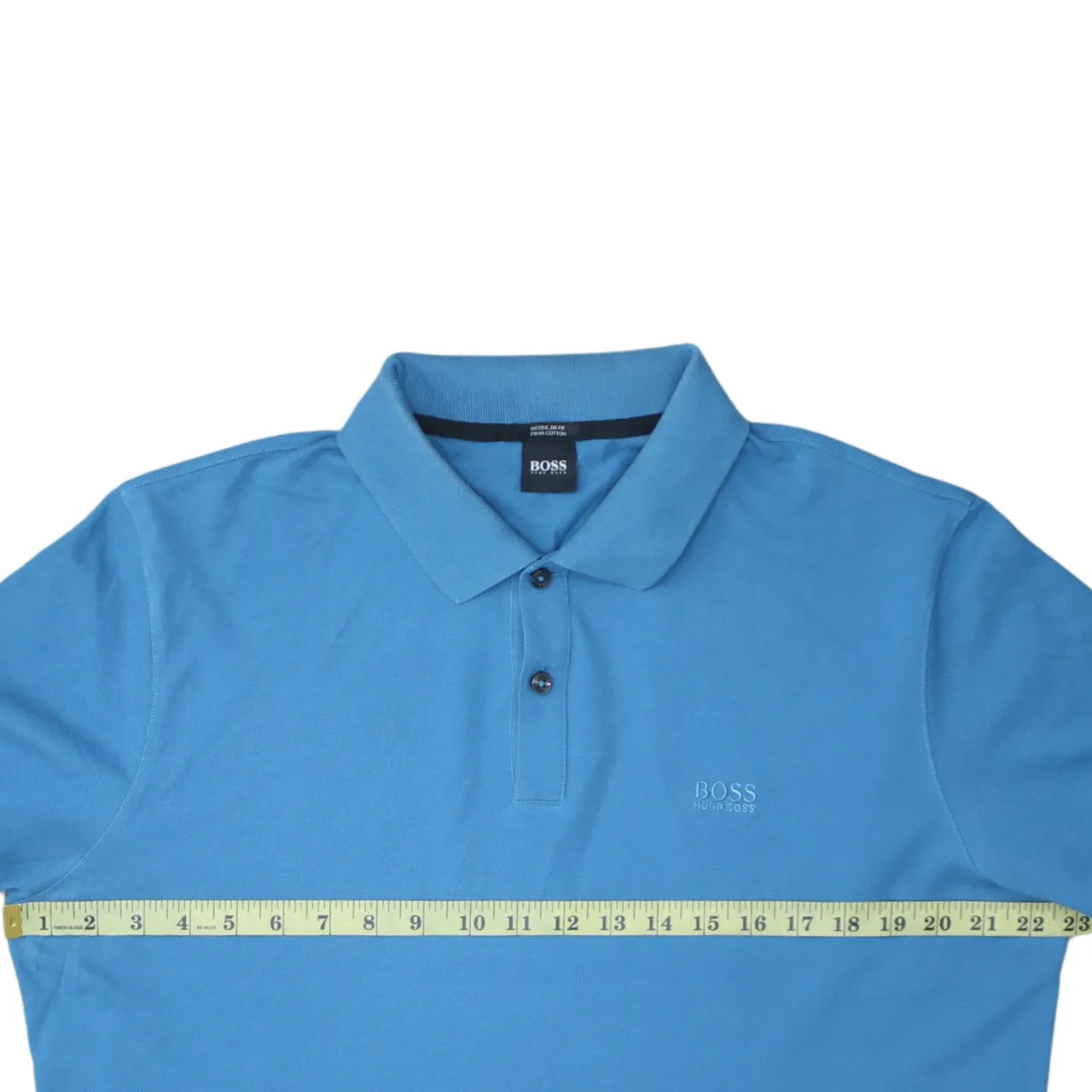 HUGO BOSS 90's Short Sleeves Quarter Button T Shirt XLarge Blue sold by Vintage Club product image thumbnail 5